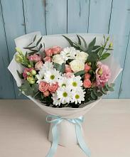 Букет цветов из:  Розы, Лизиантусы и Хризантемы в Набережной