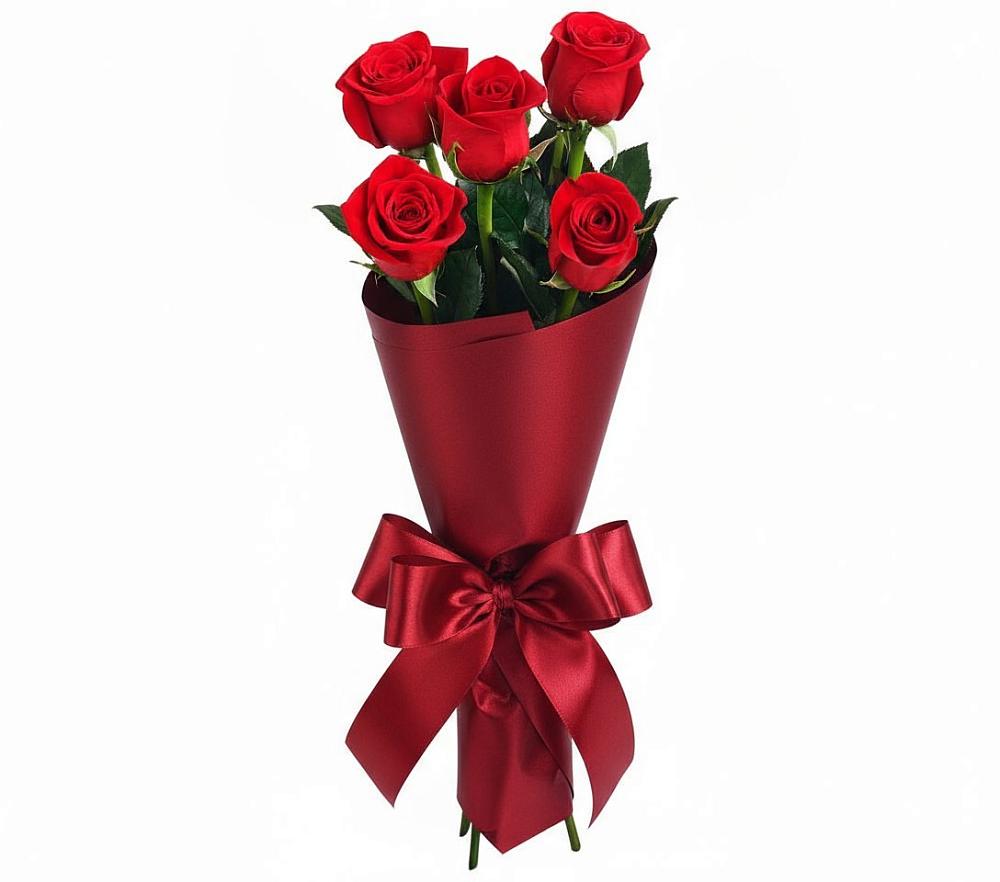 Букет 5 Красных роз Эдлесс Лав в Набережной