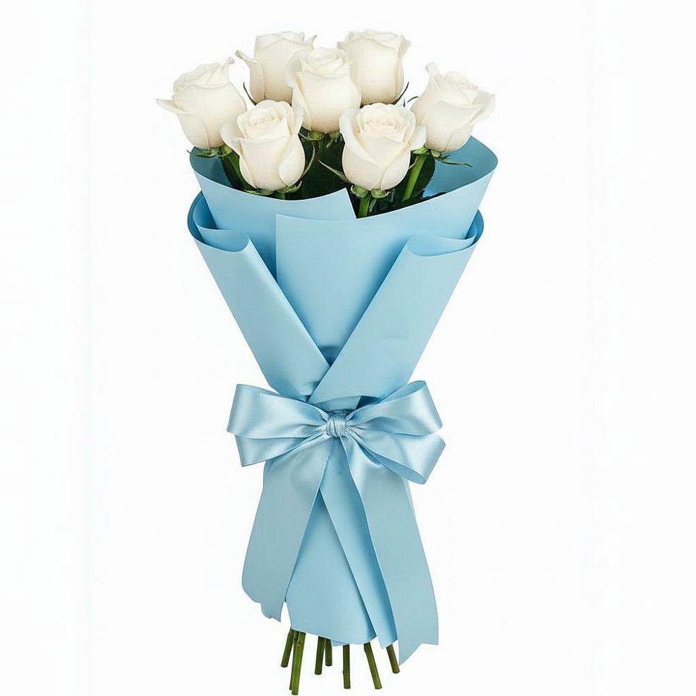 Букет 7 белых роз Проуд в Набережной