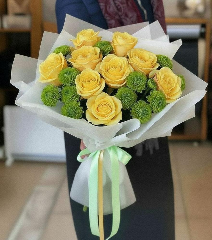 Букет цветов из: Хризантемы и Розы в Набережной