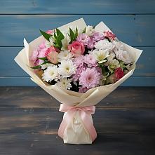 Букет цветов из:  Хризантемы, Альстромерии и Розы #REPLACE_PRED# Набережной