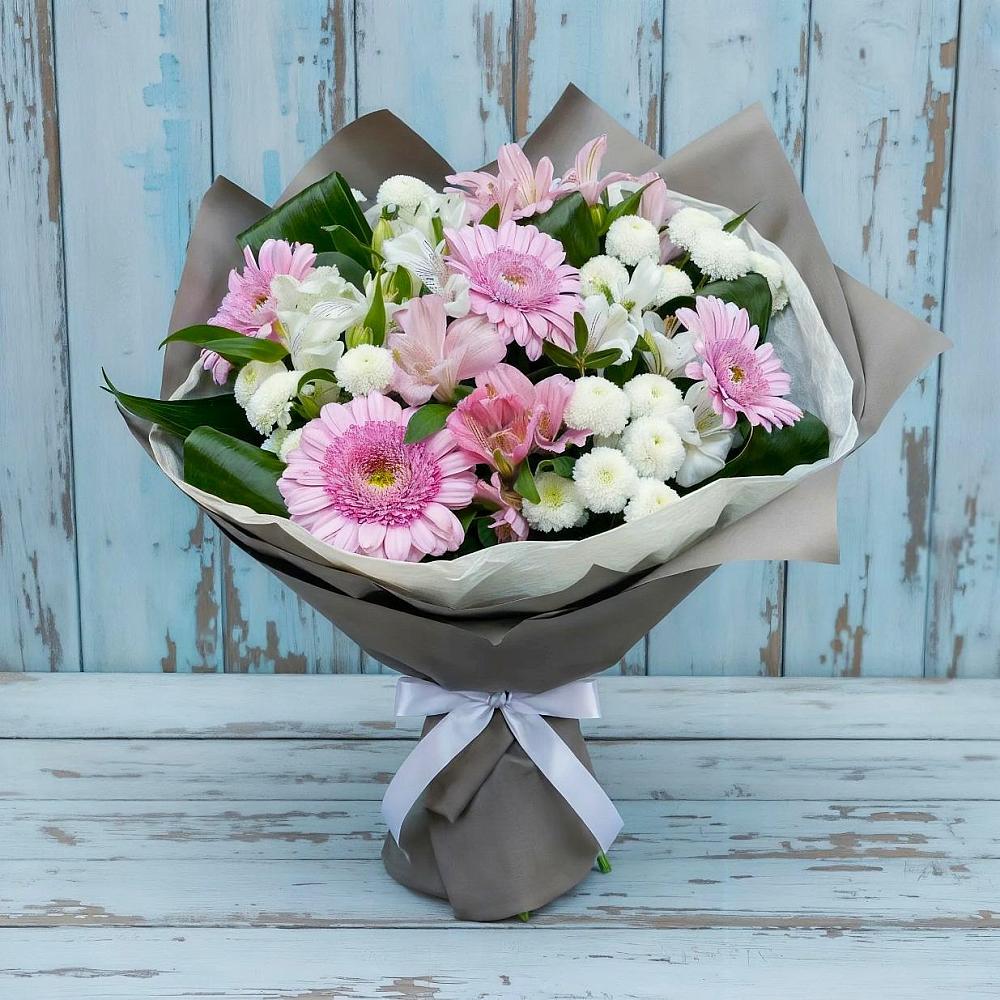 Букет цветов из: Герберы, Альстромерии и Хризантемы в Набережной